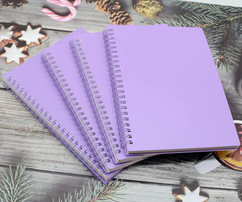 Miniatura 5 de Yansanido Cuaderno en espiral, 4 piezas de 21 cm x 15 cm, A5, de plástico grueso morado, con tapas duras, 80 hojas - 160 páginas con líneas de 8 mm