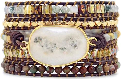 Miniatura 78 de ZOSOJONA - Pulseras bohemias hechas a mano de piedra natural, que dan vuelta, con cuentas de cristal de turquesa