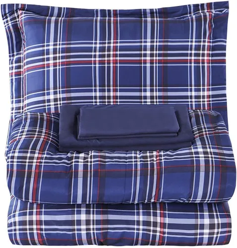 Miniatura 3 de EMME Bed-in-A-Bag - Juego de edredón de 5 piezas para cama Twin de microfibra cepillada y relleno de plumón sintético, suave y cómodo, lavable a 01