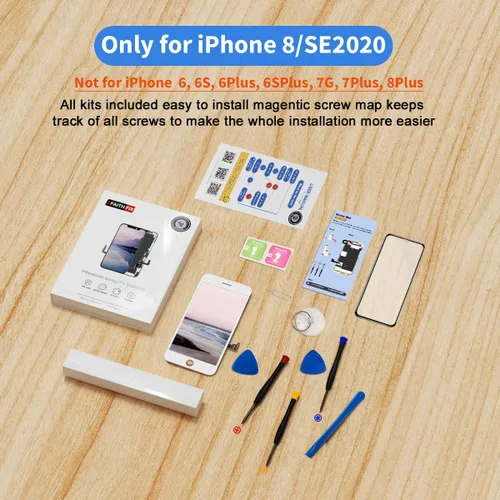 Miniatura 8 de EFAITHFIX para iPhone 8/SE 2020 Reemplazo de pantalla LCD blanca de 4.7 pulgadas, marco de montaje de pantalla táctil 3D, digitalizador con kit