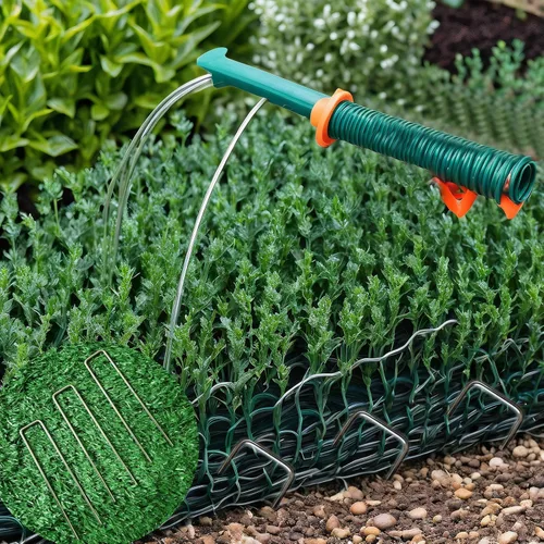Miniatura 6 de 50 grapas galvanizadas de paisaje de 6 pulgadas, 50 juntas y 1 gancho de púa, estacas de jardín resistentes y antioxidantes para barrera de malezas