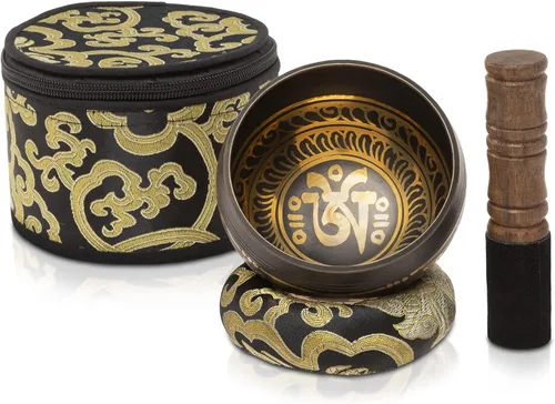 Juego de cuencos tibetanos de 4 pulgadas, hecho a mano en Nepal con estuche de almacenamiento, cuenco de sonido de meditación para sanación de