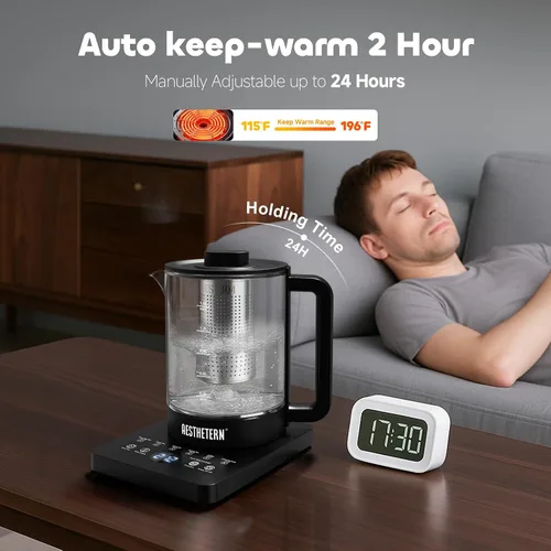 Miniatura 4 de Tetera Eléctrica de Té con Infusor, Control de Temperatura y Apagado Automático de 24 H Mantiene Caliente para Calentador de Agua de Café y Tetera
