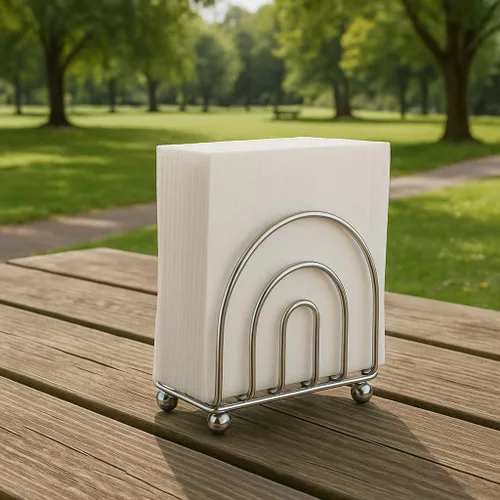 Miniatura 5 de Servilletas de papel dispensador de pañuelos para encimeras de cocina, mesa de comedor, mesa de picnic, uso interior y exterior, acabado cromado