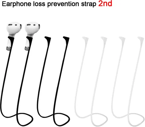 Miniatura 4 de Anti-Lost Strap for AirPods,Magnetic Soft Silicone Sports Lanyard,Neck Cord Rope 2nd (2, White/Black)