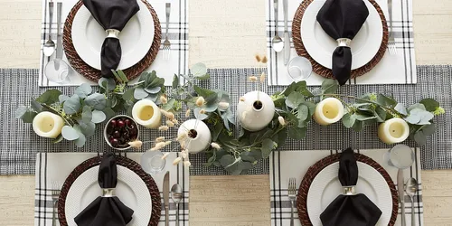 Miniatura 6 de DII Farmhouse Gingham, colección de mesa a cuadros, camino de mesa, 14x72, negro
