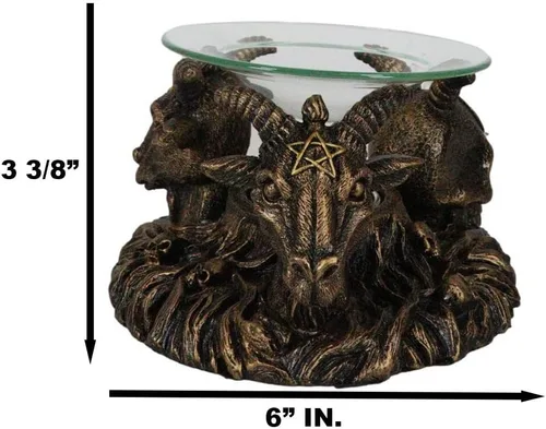 Miniatura 2 de Ebros Gift Paranormal Pagano Oculto Wicca Baphomet Sabbatic Cabras y Cráneo Demonio Imp Vela Quemador de Aceite Calor Calentador de Tarta Aroma