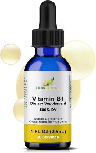 Gotas líquidas de vitamina B1, suplemento diario de tiamina para apoyar la digestión, el sistema nervioso, la salud cardíaca, el alivio del estrés,
