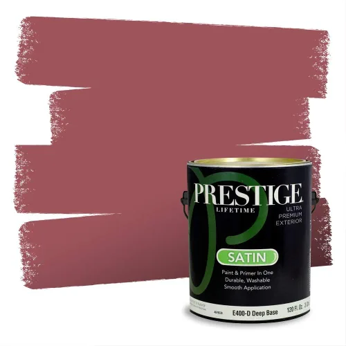 Miniatura 533 de Prestige Paints Pintura exterior e imprimación en uno, 1 galón, plano, coincidencia comparable de Valspar* Amber Rose*