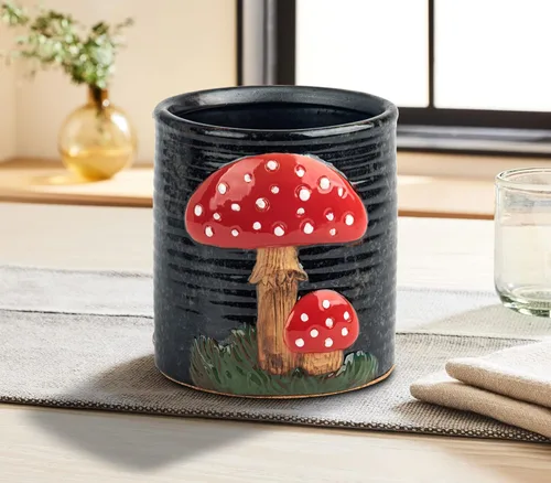 Miniatura 6 de dgudgu Soporte para utensilios de cocina de hongos para encimera, soporte de utensilios de cerámica para encimera de cocina, soporte para utensilios