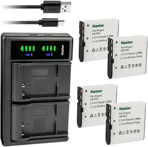 Miniatura 7 de Kastar Paquete de 2 baterías y cargador USB LTD2 de repuesto para batería Kodak LB-060 LB060, Kodak PixPro AZ525, PixPro AZ526, PixPro AZ527, PixPro