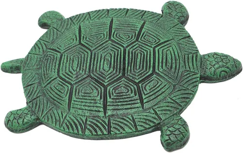 Miniatura 2 de MDLUU Piedra escalonada de tortuga, losa de hierro fundido, piedra decorativa de tortuga para pasarela de jardín, cama de flores (bronce)
