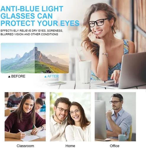 Miniatura 7 de URAQT Lentes de luz azul para mujeres y hombres, lentes de bloqueo de luz azul, lentes de lectura para computadora y juegos, lentes transparentes