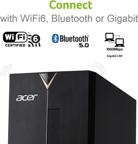 Miniatura 3 de Acer Aspire TC-895-UA91 - Procesador de 4 núcleos Intel Core i3-10100 de 10ª generación, DDR4 de 8 GB a 2666 MHz, SSD NVMe M.2 de 512 GB, DVD 8X