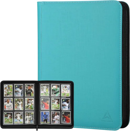 Miniatura 10 de Carpeta de 9 bolsillos para tarjetas intercambiables, capacidad 540 con cierre de cremallera, protector de tarjetas de piel sintética de doble cara