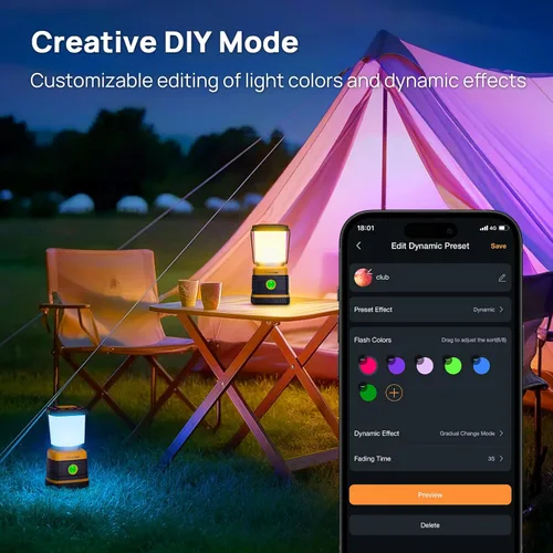 Miniatura 8 de Consciot Linterna LED inteligente RGBTW alimentada por batería con control de aplicación, 1000 lm, blanco sintonizable 2700K-6500K y 16 millones