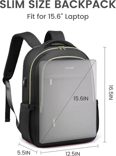 Miniatura 3 de LOVEVOOK - Mochila de computadora portátil para mujer, bolsa de 15.6 pulgadas delgada con compartimento separado para la computadora para el trabajo