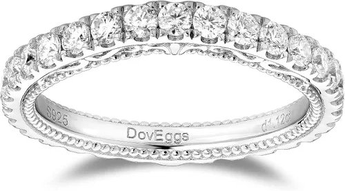 DovEggs G-H-I - Anillo de compromiso de plata de ley de 1.5 quilates de 0.276 x 0.276in, corte cojín de color vintage, antiguo, art déco, moissanita
