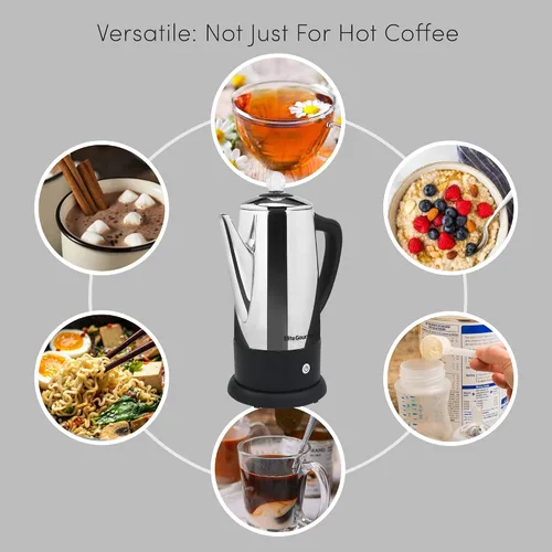 Miniatura 4 de Elite Gourmet EC812 Percoladora eléctrica de café de 12 tazas con mantiene el calor, perilla de progreso de preparación transparente, mango de tacto