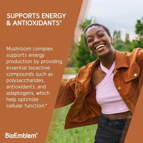 Miniatura 3 de BioEmblem Complejo de hongos - Fuerza 10:1 y 7 especies - Melena de león, Reishi, Cordyceps, Chaga, Maitake, suplemento de hongos shiitake