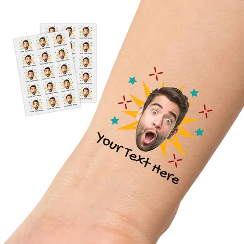 Miniatura 19 de Tatuajes temporales personalizados con foto, suministros de despedida de soltera, tatuajes personalizados cara de novios, tatuajes temporales falsos