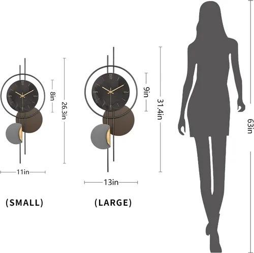 Miniatura 3 de Reloj de pared moderno para sala de estar, gran reloj de pared decorativo negro con luz, reloj silencioso creativo funciona con pilas, arte de pared