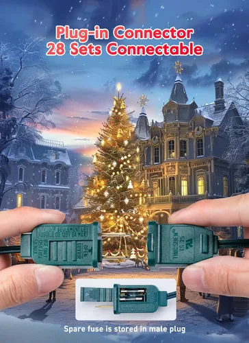 Miniatura 2 de Brightown C7 - Luces LED de Navidad blancas cálidas para exteriores, cadena de luces de Navidad de 17 pies con 25 bombillas de plástico, luces