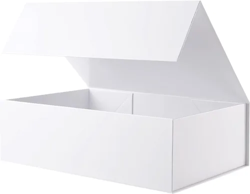 Miniatura 16 de BLK&WH Caja de regalo de 9 x 6.5 x 3.8 pulgadas, caja de regalo negra, caja de padrino, caja plegable con tapa de cierre magnético para embalaje