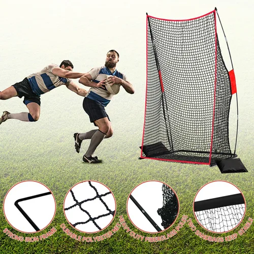 Miniatura 5 de Red de tiro de fútbol para patadas – Base de hierro resistente de 4 x 7 pies para práctica de patio trasero, entrenamiento portátil de mariscal