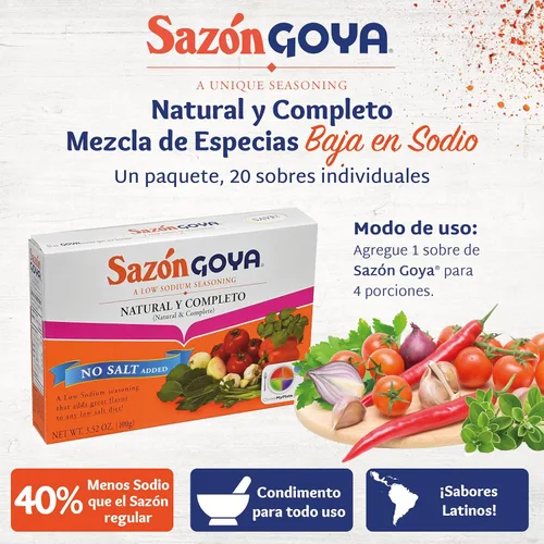 Miniatura 7 de Sazón Natural and Complete by Goya, mezcla de especias latinas bajas en sodio para aves, mariscos, carne y verduras, condimento mexicano multiusos