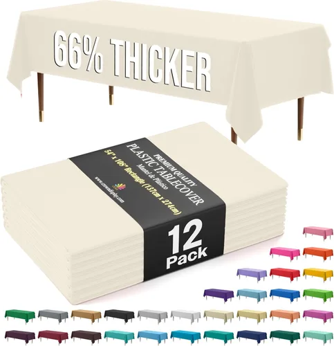 Miniatura 16 de Exquisite 66% Thicker Premium Plastic Table Cloth Rectangle Table Cover 0.5 Mil 6 Pack Aqua Table Cloth 54 Inch x 108 Inch Disposable Tablecloth