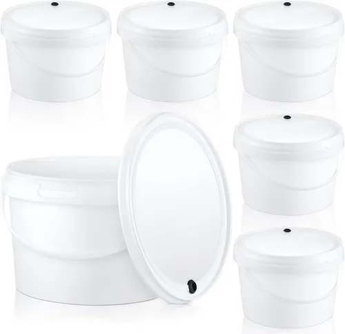 Hushee Cubo de fermentación redondo de 1 galón con tapa, fermentación de grado alimenticio, fermentador de vino casero para cerveza, vino, carne,