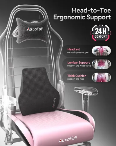 Miniatura 4 de AutoFull C3 Silla Gaming, Silla Gaming Estilo Carreras con Soporte Lumbar Ergonómico, Silla de PC de Cuero PU de Respaldo Alto Ajustable