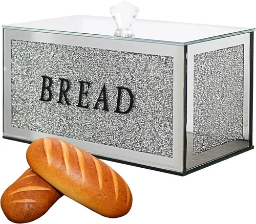 Miniatura 7 de Caja grande para pan de cristal con tapa, 12.2 pulgadas de largo x 6.3 pulgadas de ancho x 7.9 pulgadas de alto, almacenamiento de pan casero, Rosa
