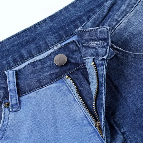 Miniatura 5 de vanberfia - Pantalones elásticos de cintura media para mujer, diseño retazos de mezclilla