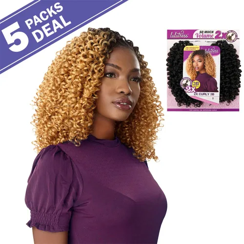 Miniatura 4 de Sensationnel - Trenzas de ganchillo de pelo sintético Sensationnel Lulutress 2X Curly 3B (paquete de 5, 1B)