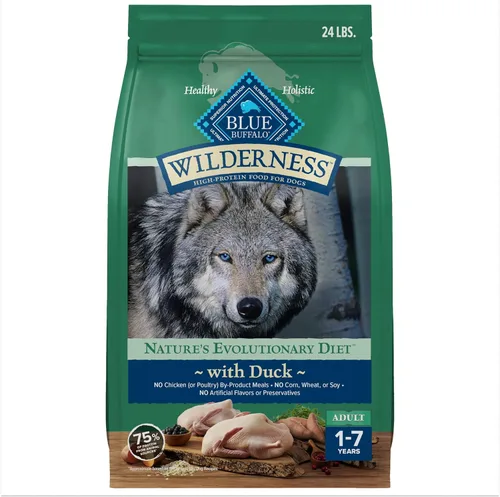 Miniatura 19 de Blue Buffalo Wilderness - Alimento seco natural con alto contenido proteínico y cereales saludables para perros adultos, pato, bolsa de 4.5 libras