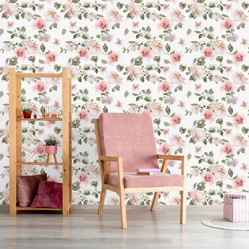Miniatura 5 de VEELIKE Papel tapiz floral rosa suave de 17.7 x 118 pulgadas, papel de contacto floral de peonías vintage para paredes, armarios, estantes