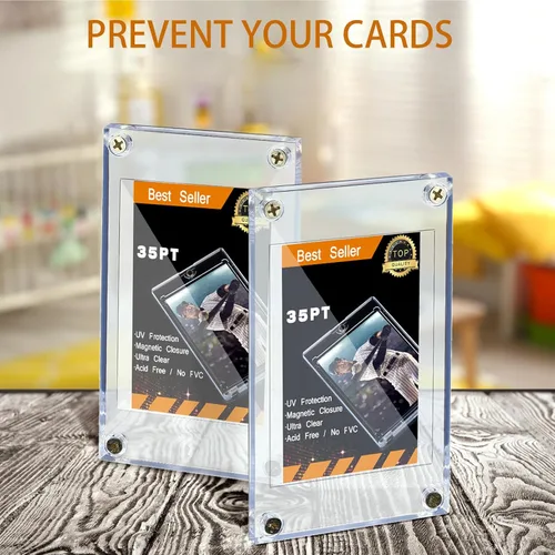 Miniatura 6 de 50 piezas de acrílico tarjetero protector de tarjeta de intercambio de tornillos 35 PT protectores transparentes para béisbol, fútbol, deportes