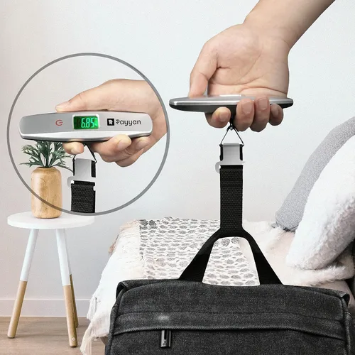 Miniatura 5 de Báscula digital portátil para maleta, báscula colgante, báscula de pesaje de equipaje con luz de fondo y función de tara, capacidad de 110