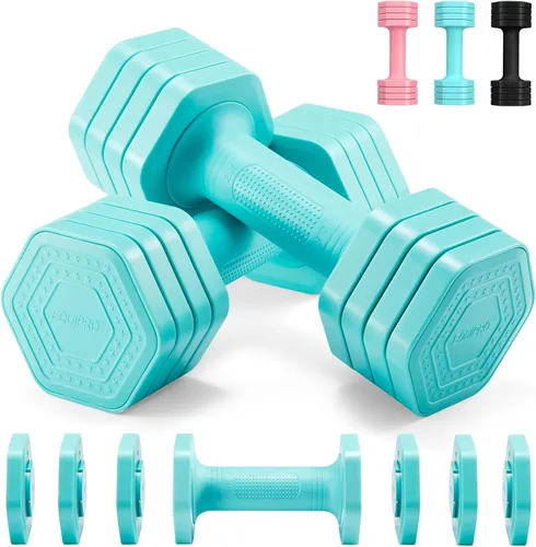 Miniatura 10 de EQUIPRO Adjustable Dumbbell Set, 4 in 1 Free Weights Dumbbells Set for Women, Weights for Women at Home, 2lb 3lb 4lb 5lb with TPU Soft Rubber Handle