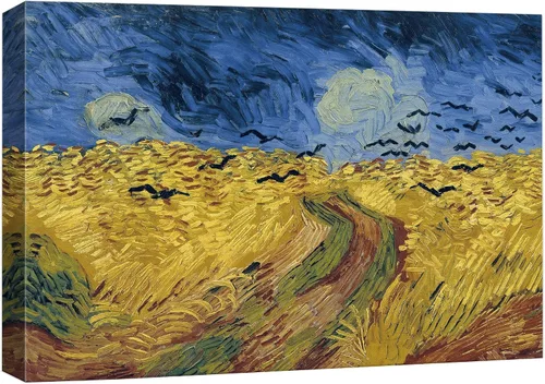 Miniatura 31 de Van Gogh - Lienzo con diseño giclée de olivos con cielo amarillo y sol, arte de pared de galería, estirado y enmarcado, listo para colgar, 24 x 36