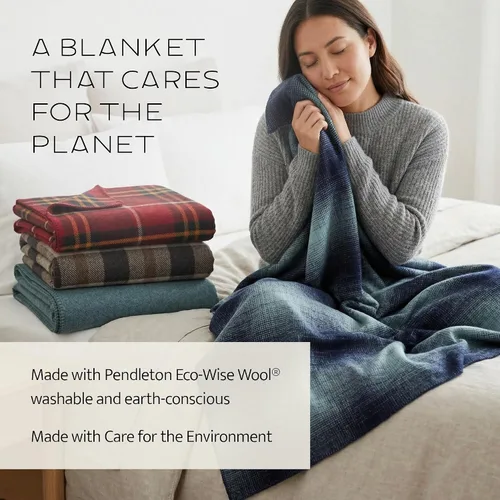Miniatura 4 de Pendleton Eco-Wise - Manta de lana de fácil cuidado, tamaño King, 108 x 96 pulgadas, 100% lana con ribete de puntada, para todas las estaciones
