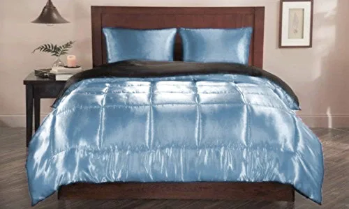 Miniatura 13 de Seda de satén suave de tamaño individual (juego de ropa de cama de 5 piezas, muchos más colores) seda satinada aguamarina, juego de sábanas, sábana
