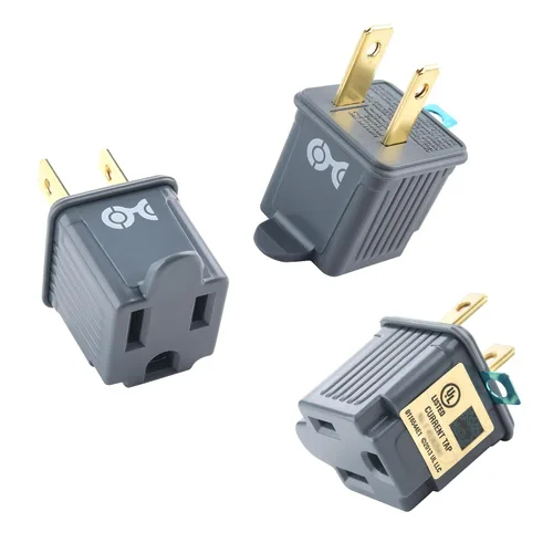 Miniatura 7 de Adaptador de toma de 2 clavijas a 3 clavijas Cable Matters de 3 paquetes [UL listado], adaptador de clavija de 3P a 2P: convierte una toma de 2 Negro