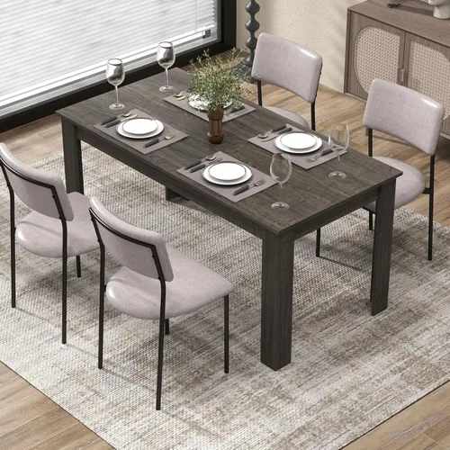 Miniatura 2 de GOFLAME Mesa de comedor para 4 a 6 personas, mesa de cocina moderna de 63 pulgadas con patas en forma de L, capacidad de peso de 330 libras, mesa