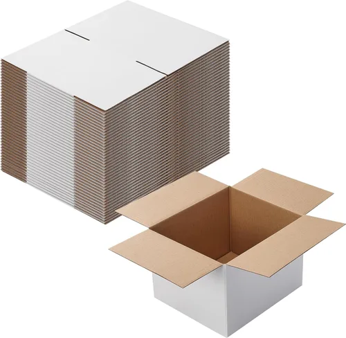Miniatura 10 de Calenzana Juego de 40 Cajas de Envío 8x6x6, Caja de Cartón Corrugado Blanco para Envío, Embalaje de Regalos, Pequeña Empresa
