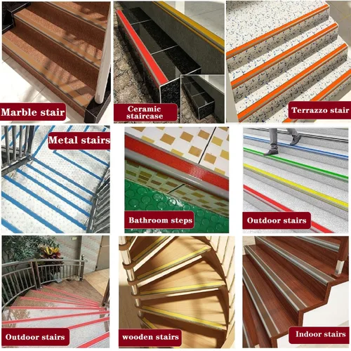 Miniatura 5 de Borde de escalera de 32 pulgadas, borde de goma negro, borde de escalera de vinilo autoadhesivo para escalera, protector de borde de escalera