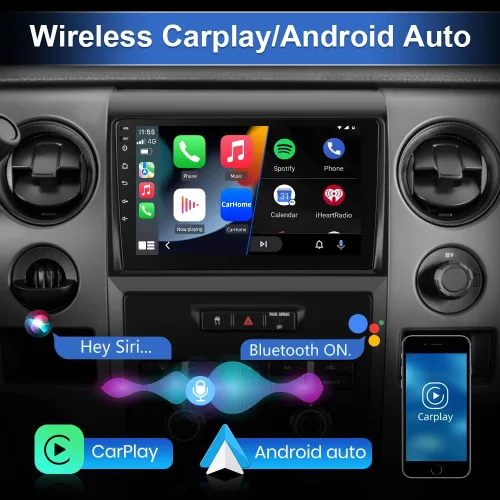 Miniatura 3 de Estéreo del coche para Ford F150 2009 2010 2011 2012, Android 13 coche radio 9 pulgadas pantalla táctil con inalámbrico CarPlay/Android Auto AM FM
