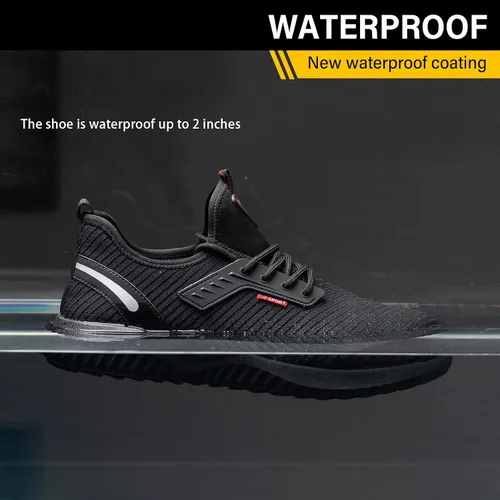 Miniatura 2 de ulogu Zapatos de punta de acero impermeables para hombre ligeros antideslizantes cómodos a prueba de pinchazos zapatos de trabajo indestructibles